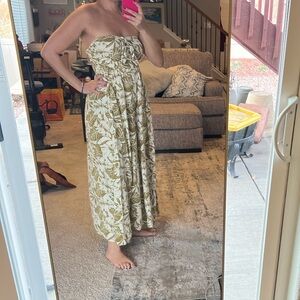 Strapless Hawaiian Print Maxi jumpsuit